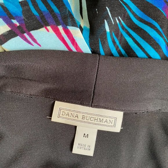 Black Sheer Palm Leaves Blouse Drape Cover Up by Dana Buchman. Size M. - Picture 3 of 3